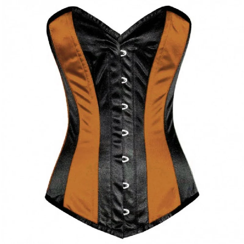 Brown And Black Satin Gothic LONGLINE Overbust Plus Size Corset