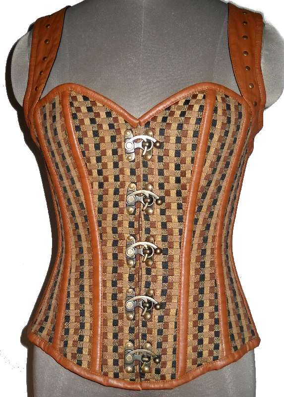 Cotton Jute And Leather Shoulder Strap Overbust Plus Size Corset Waist Training