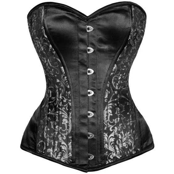 Maschareno Black Silver Steel Bone Overbust Corset