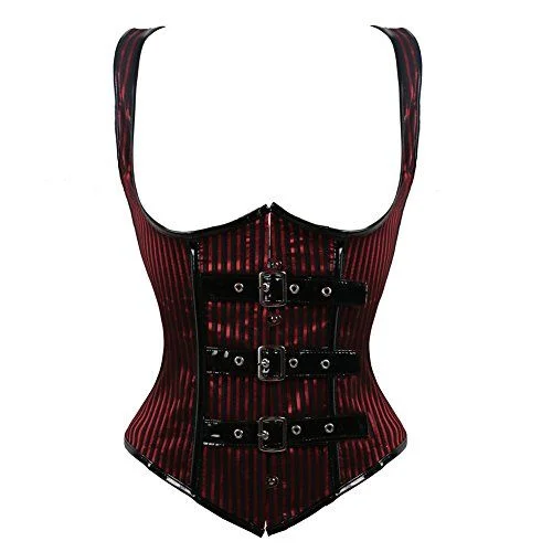 Moses Red Brocade Underbust Corset With Strap