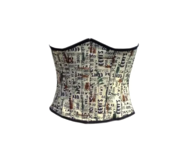 Newspaper Print Cotton Underbust Plus Size Corset Waist Training Top