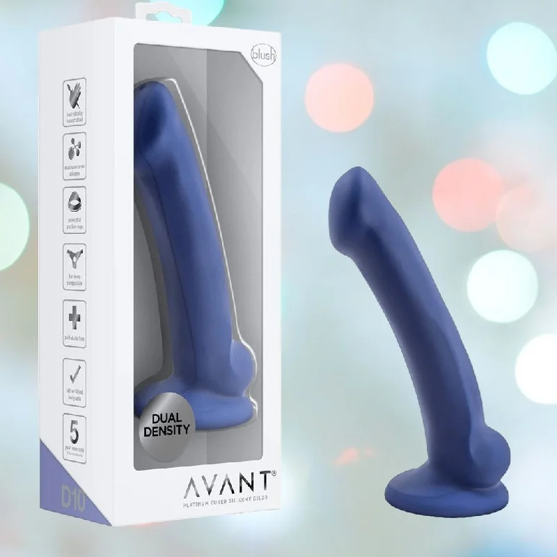 Avant D10 Ergo MINI 6.5" Non-Porous Silicone Dildo - Indigo