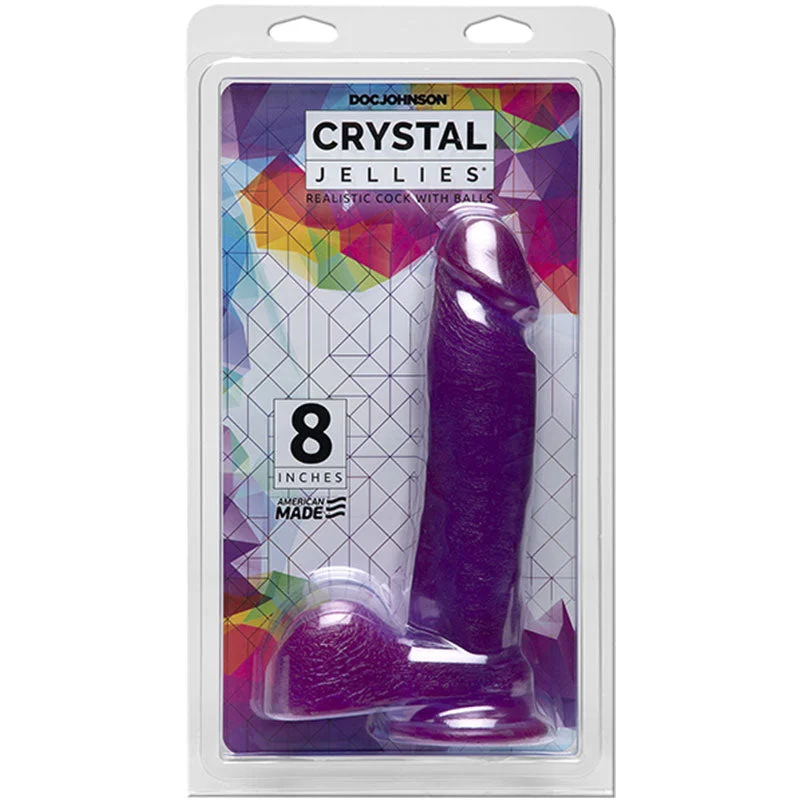 Crystal Jellies 8 inches Realistic Cock With Balls Purple