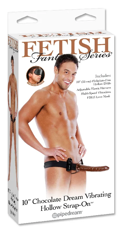 Fetish Fantasy Series 10" Chocolate Dream Vibrating Hollow Strap-On