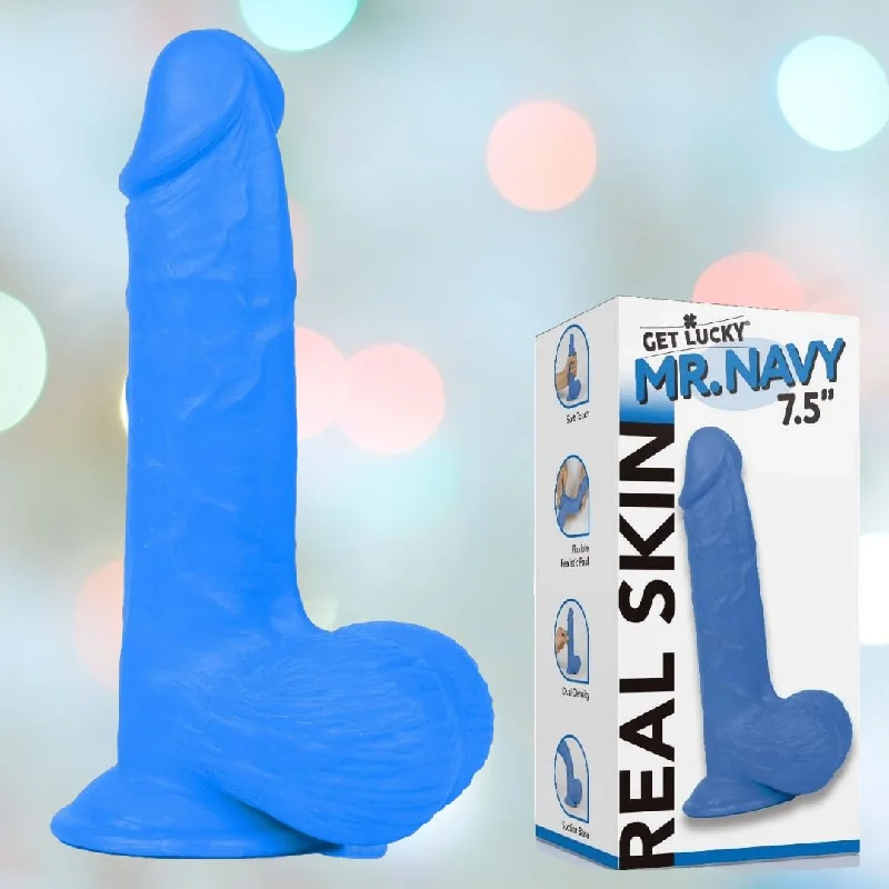 Get Lucky Mr. Navy 7.5" Realistic Dildo with Suction Cup - Blue