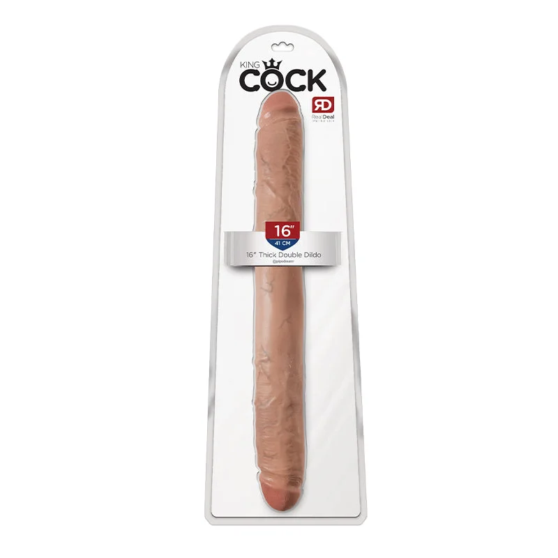 King Cock 16" Thick Double Dildo - Tan