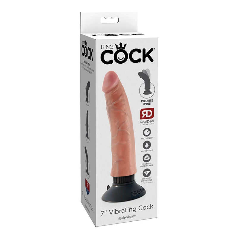 King Cock 7 inches Vibrating Dildo Beige