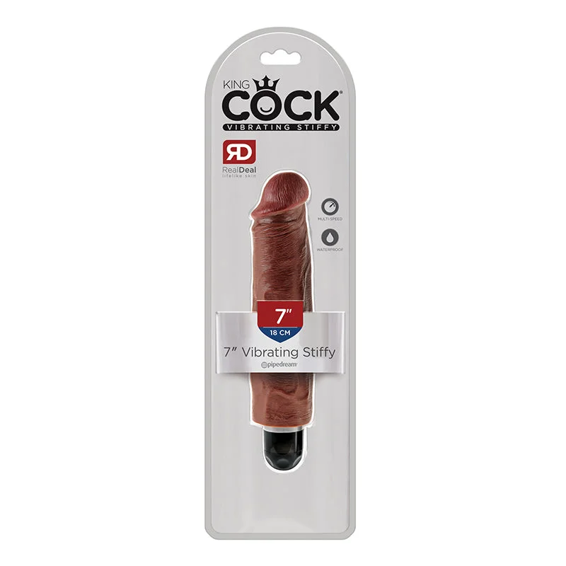 King Cock 7 inches Vibrating Stiffy Brown