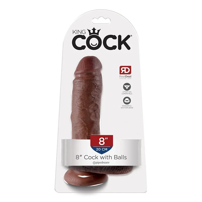 King Cock 8 inches Cock Balls Brown