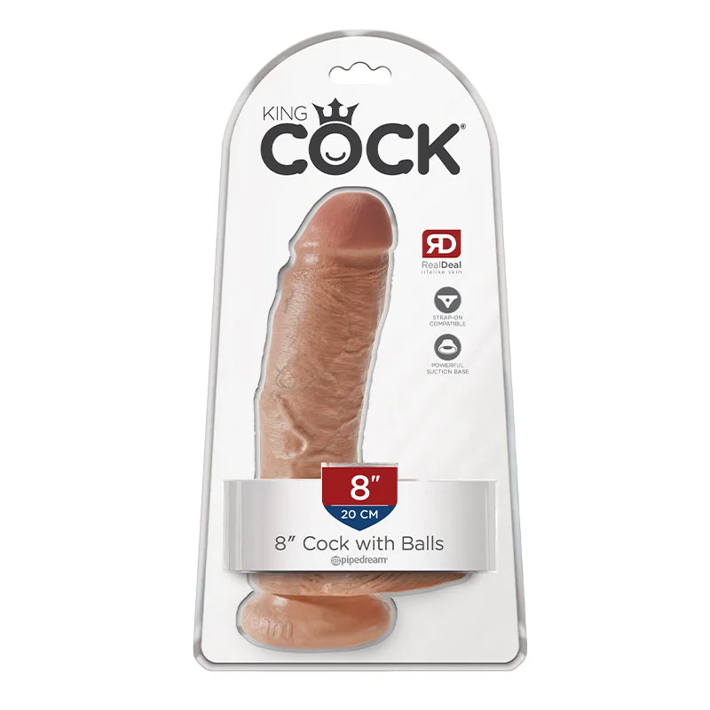 King Cock 8 inches Cock with Balls Tan Dildo