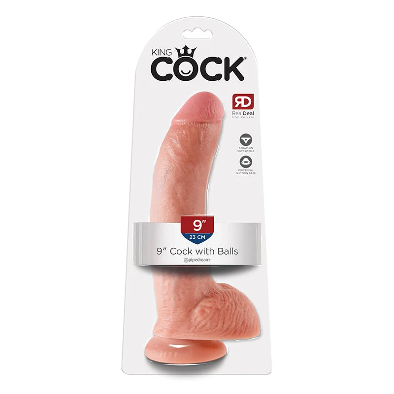 King Cock 9 inches Cock with Balls Beige