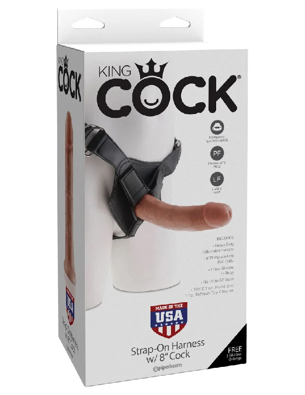 King Cock Strap-on Harness With 8" Cock - Tan