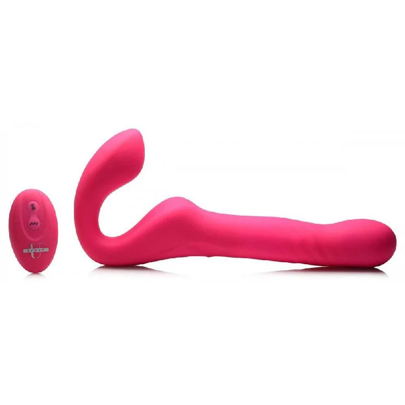 Mighty-Thrust Thrusting and Vibrating Strapless  Strap-on With Remote  - Pink