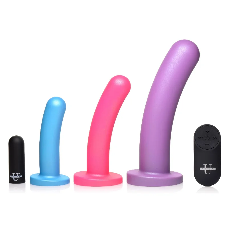 Triple Peg 28x Vibrating Silicone Dildo Set With Remote