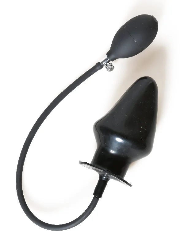 Large Black Moulded Latex Inflatable Butt Plug