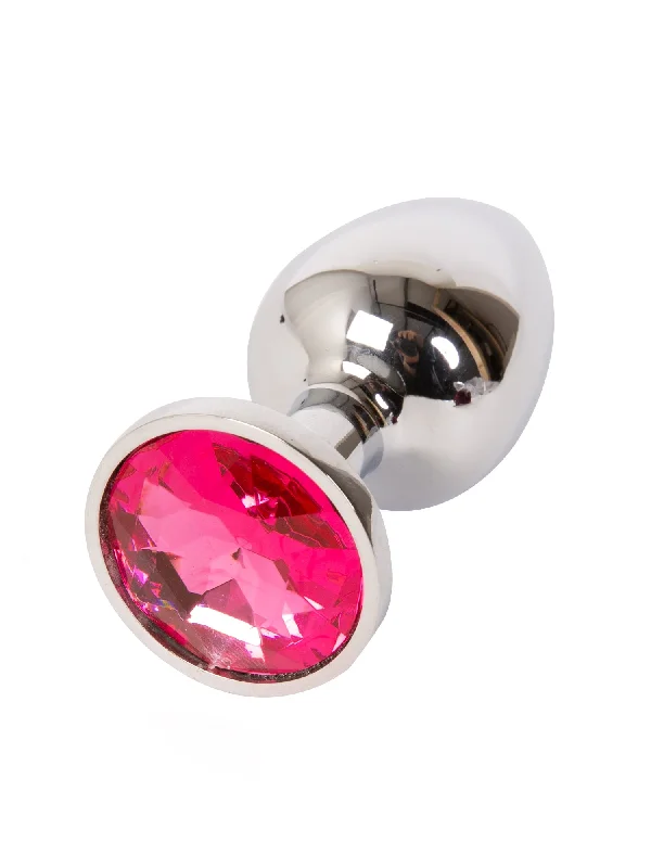 Metal Butt Plug with Pink Jewel