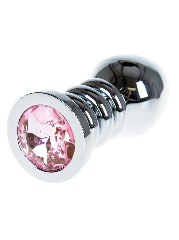 Metal Jewel Penis Head Butt Plug Pink