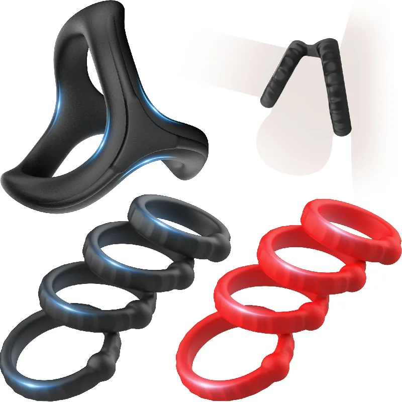 Silicone Penis Ring Set Sex Toys for Men, Amortoy 10 PCS Men’s Cock Rings Penis Sleeve Shaft for Erection Enhancing, Soft Stretchy Male Sex Toys, Adult Toys for Couples Pleasure