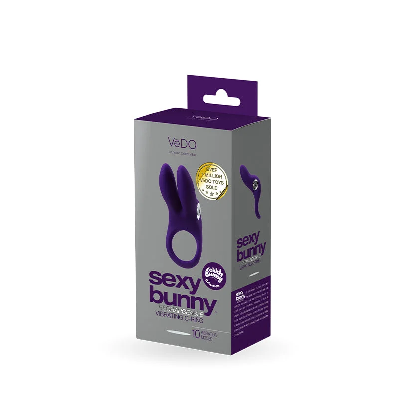 Vedo Sexy Bunny Rechargeable Vibrating C-Ring Deep Purple