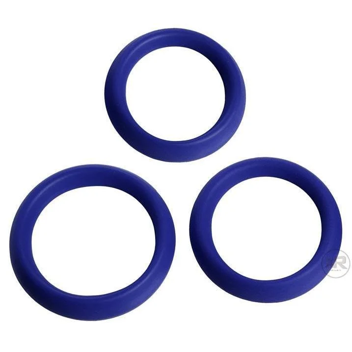 3pc Super Stretchy Blue Silicone Cock Rings