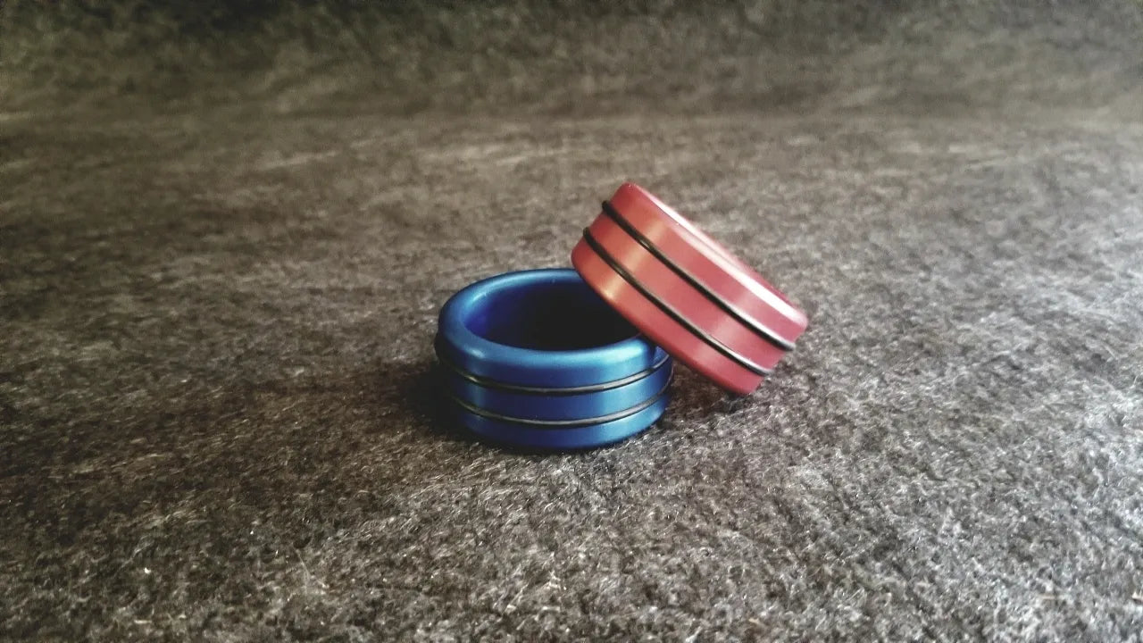 Double Accent Band Style Anodized Glans Ring in Aluminum