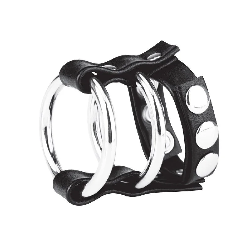 Double Metal Cock Ring with Adjustable Snap Ball Strap