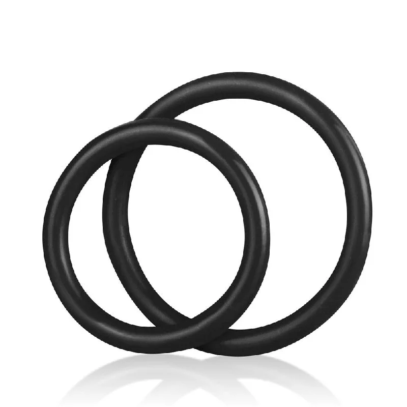 Silicone Cock Ring Set (2 Sizes) - Black