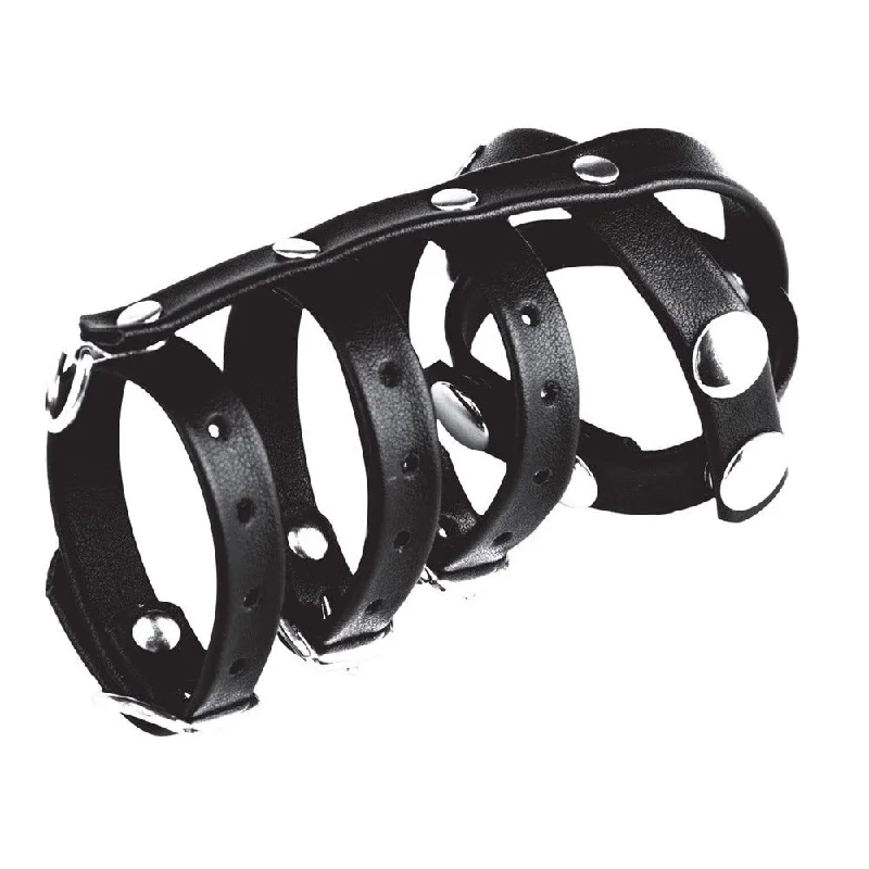 Triple Cock & Ball Strap with Leash Lead