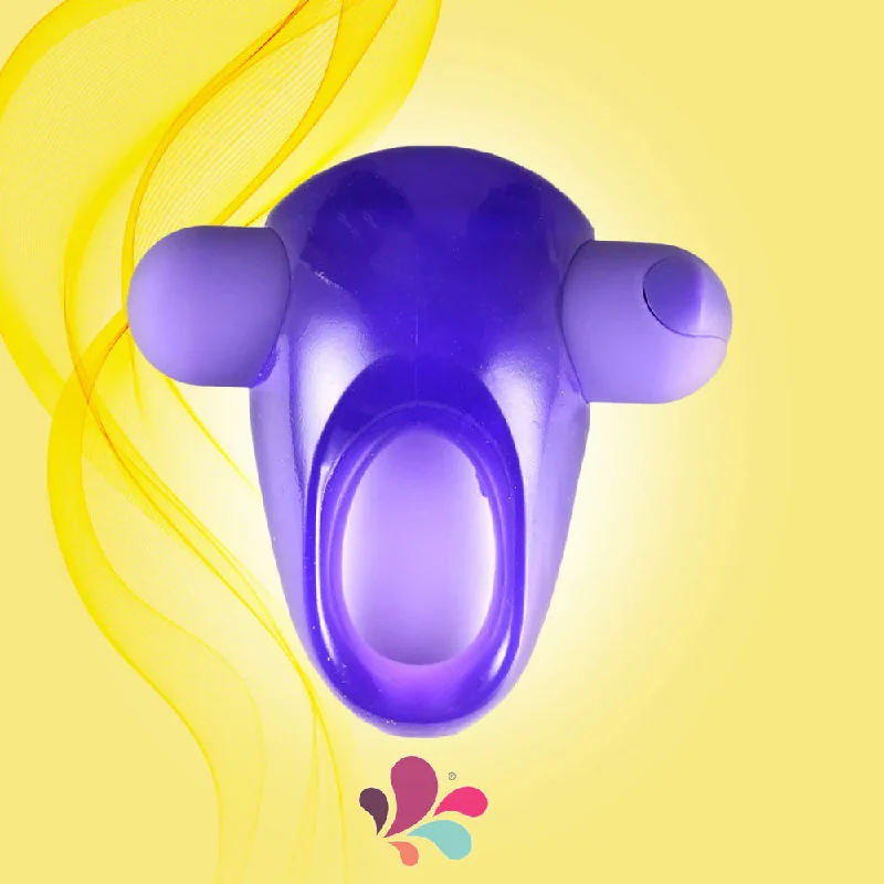 Casey USB Rechargeable Vibrating Erection Enhancer Cock Ring Bullet Vibrator Purple