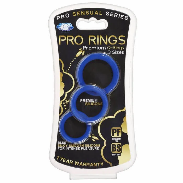 Cloud 9 Pro Sensual Silicone Cock Ring Set 3 Pack Blue