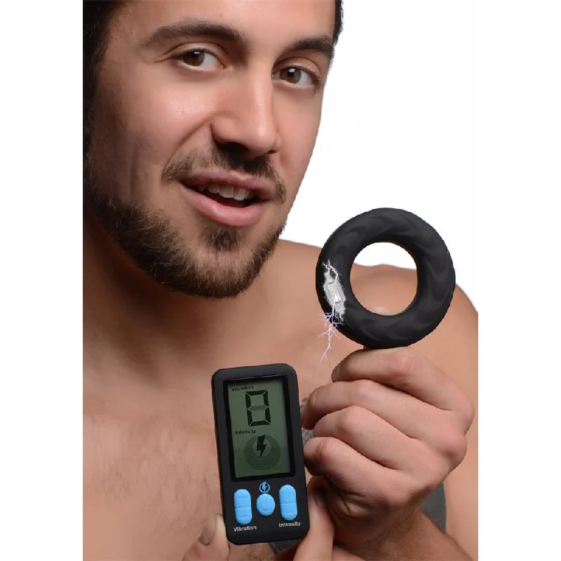 E-Stim Pro Silicone Vibrating Cock Ring with Remote Control