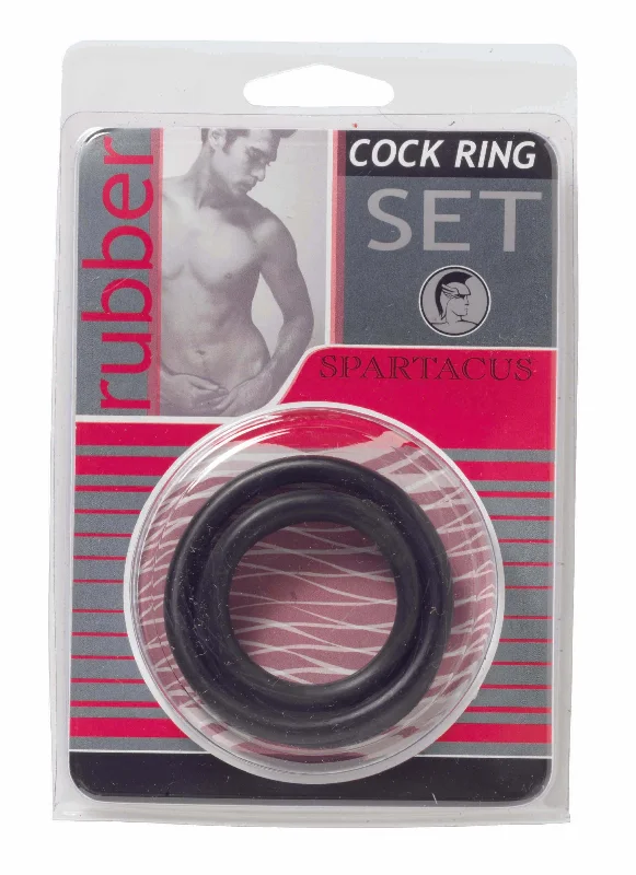 Spartacus Leathers Cock Gear Rubber Cock Rings - Firm Rubber Cock Rings Black 3 Piece Set