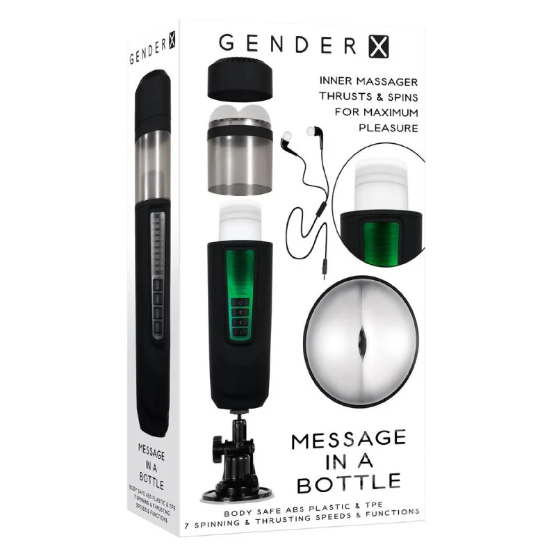 Gender X Message In A Bottle Rechargeable Thrusting Spinning Stroker