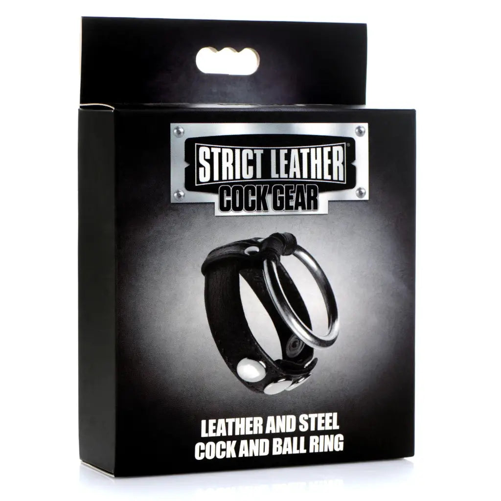 Leather And Steel Cock And Ball Ring