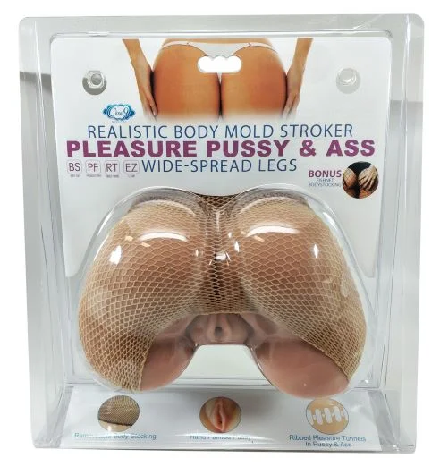 Realistic Body Mold Stroker - Pleasure Pussy and Ass - Wide-Spread Legs - Tan