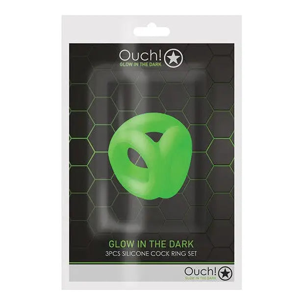 Shots Ouch Cock Ring & Ball Strap - Glow In The Dark