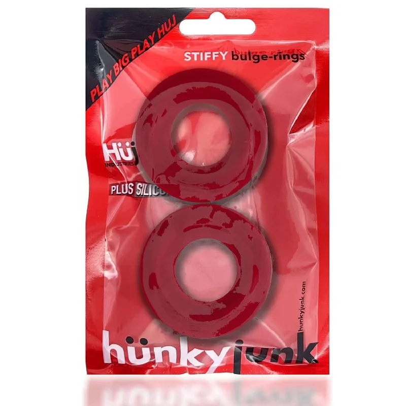 Oxballs Stiffy 2-Pack C-Rings in Cherry Ice: Grippy Silicone Cock Rings for Enhanced Play