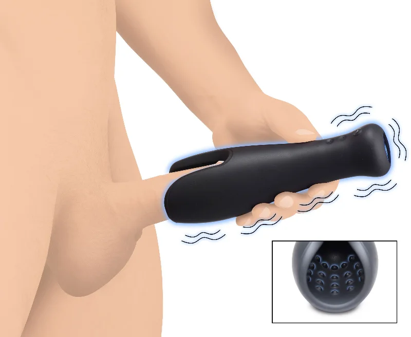 Tm 10x Vibrating Silicone Stroker Black