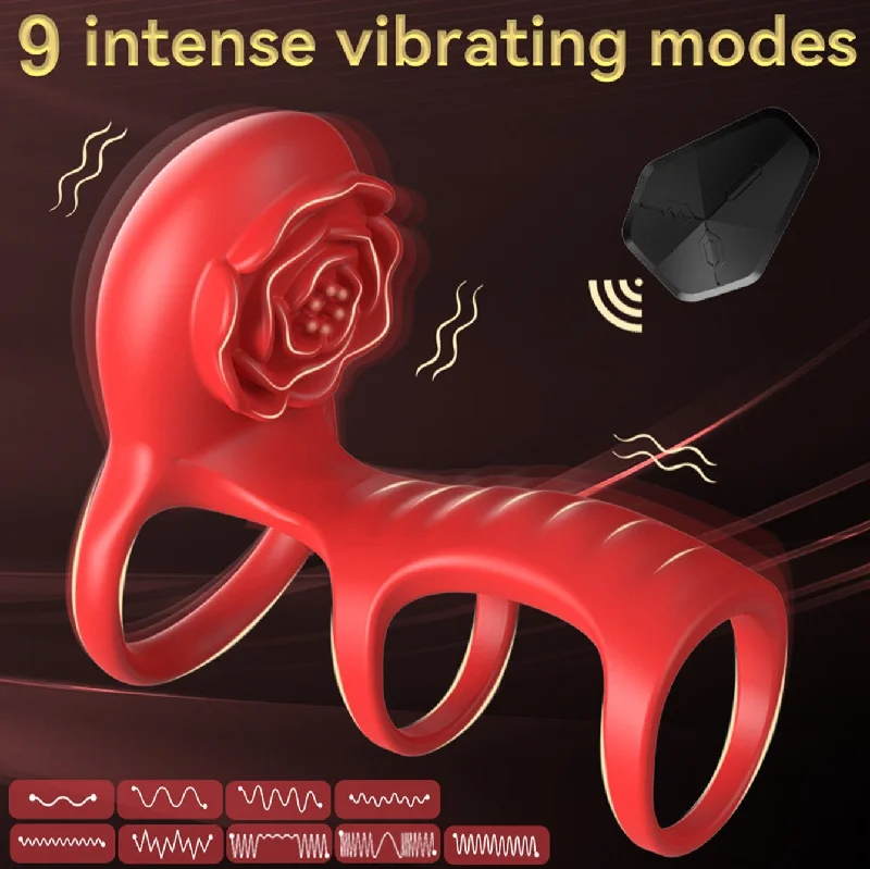 Triple Vibrating Cock Ring Couple Sex Toys - APP Remoter Control Clit Stimulator Rose Toy