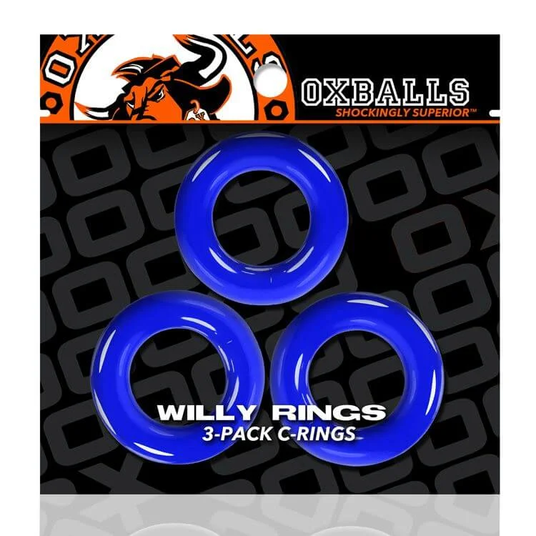 Oxballs Willy Rings 3-Pack Blue - Super Stretch Cock Rings for Endless Pleasure